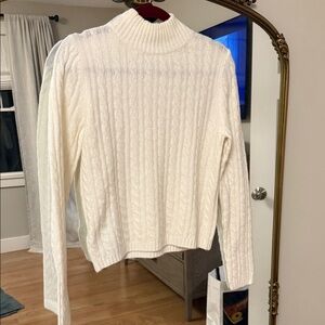 MNGO White Cable Knit Sweater
